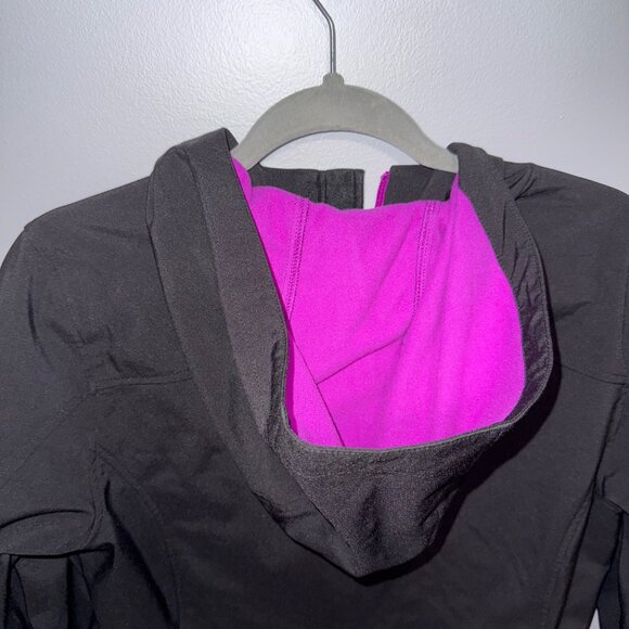 Free Tech Womens Black Softshell Jacket With Hood & Purple Accents Size L - Picture 7 of 7